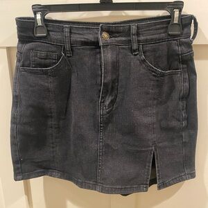 Black Denim Mini Skort